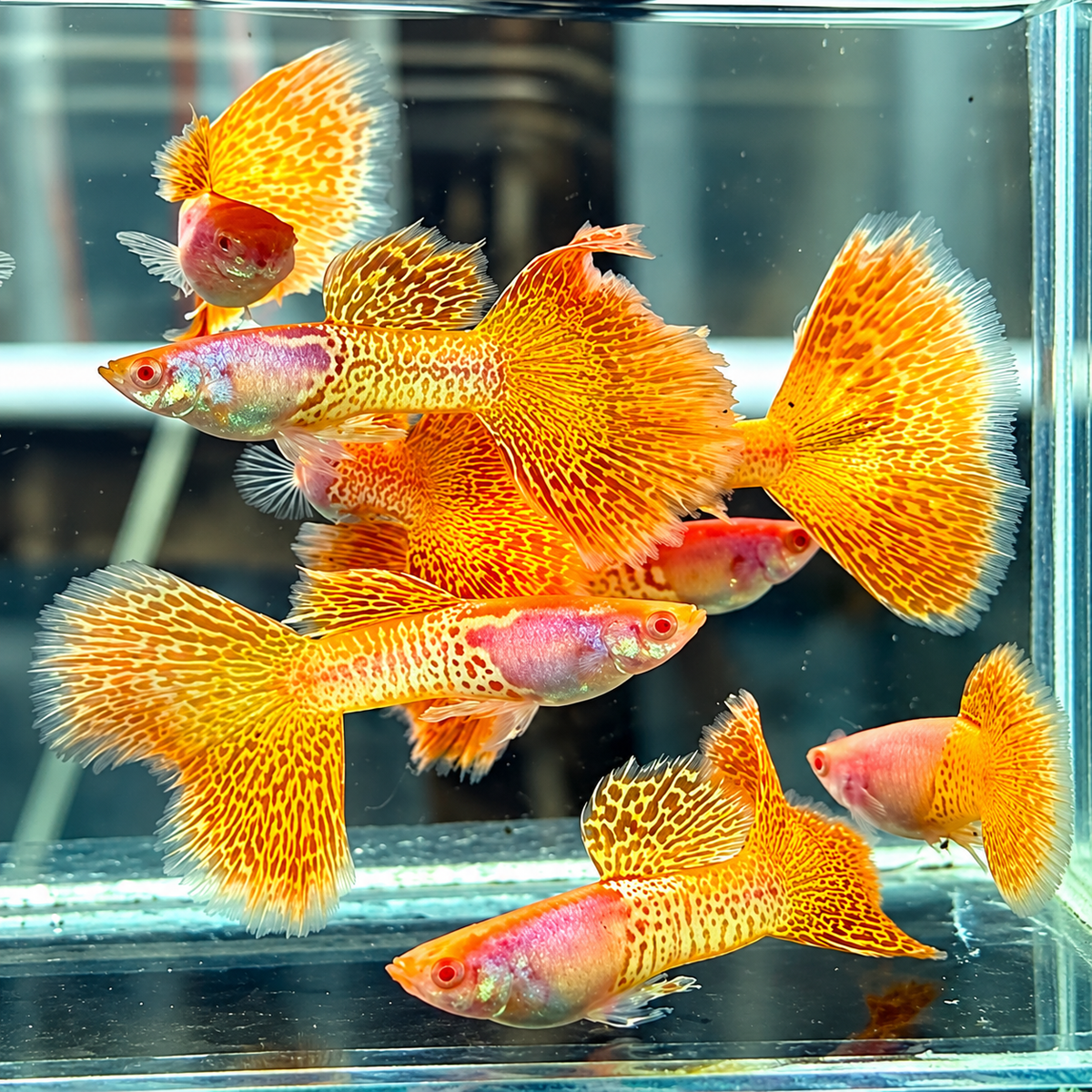 Albino Metal Yellow Lace Guppy Fish