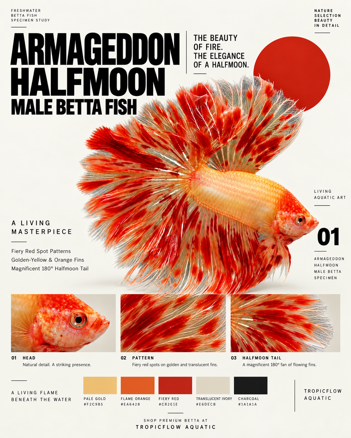 Armageddon Halfmoon Male Betta Fish - Fiery Red